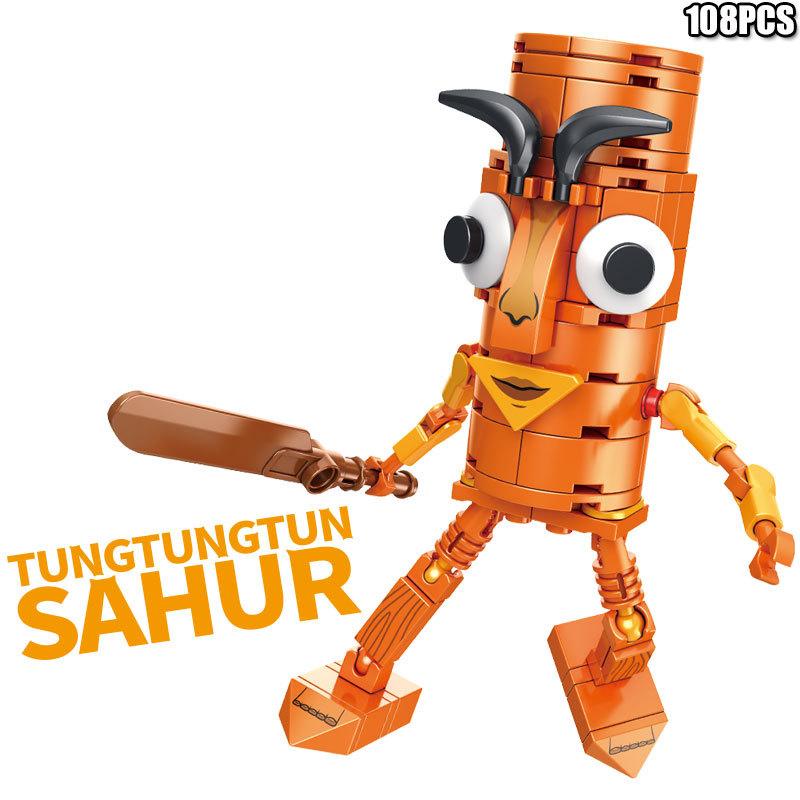 Shark Figurine Tungtungsahur Figure Building Blocks Funny Doll Desktop Decoration Tralalero Tralala Figure Children Block Toy