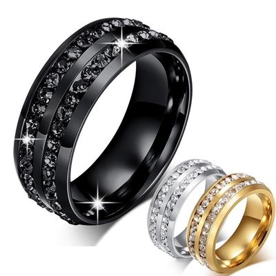 Anel de Casal em Aço Inoxidável Decoração com Zircônia Simples Joias para Festa Acessórios para Dedo Joias Presente de Aniversário Para Mulheres Homens