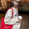 American Streetwear Vintage Oversized Crewneck Sweatshirt Winter Fleece Lined Casual Top
