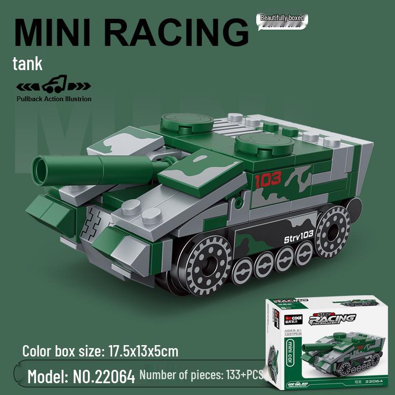 Pull-Back Assembly Toy Set: Campervan, Race Car, Ambulance, Fire Truck