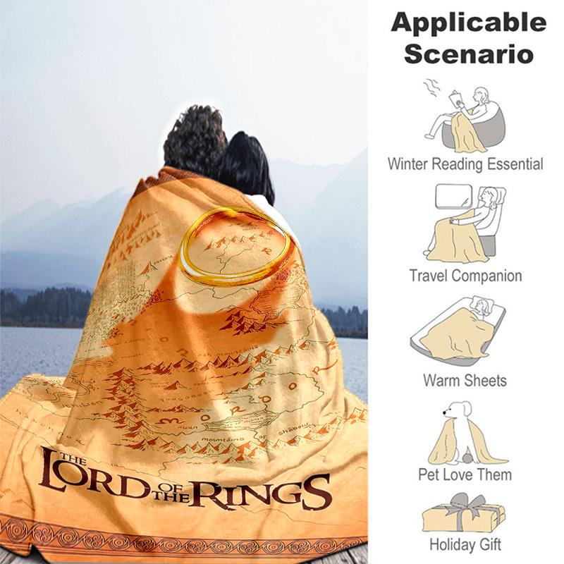 1pc Middle earth Map Cartoon Blanket,Portable Throw for Travel & Camping, All Season Cozy Blanket,Ideal Gift