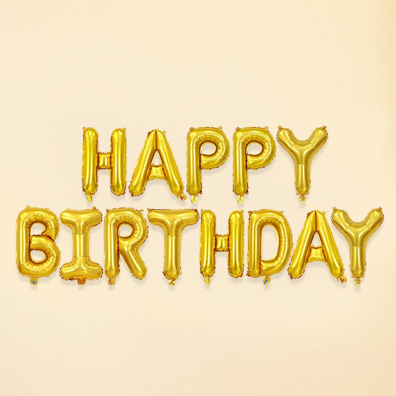 16 inch Happy Birthday Letter Set Happy Birthday Aluminum Film Balloon Pendant Aluminum Foil Ball Celebration