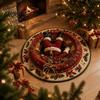 Retro Style Floor Pad Christmas Round Area Rug, 3D Optical Illusion Carpet, Stain & Wear Visual Rug Resistant Throw for Living Room Sofa Bedroom