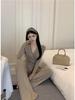 Irregular Slim Fit V-neck Top & Micro Flare Wide Leg Pants Set for Women - Autumn Collection 2026