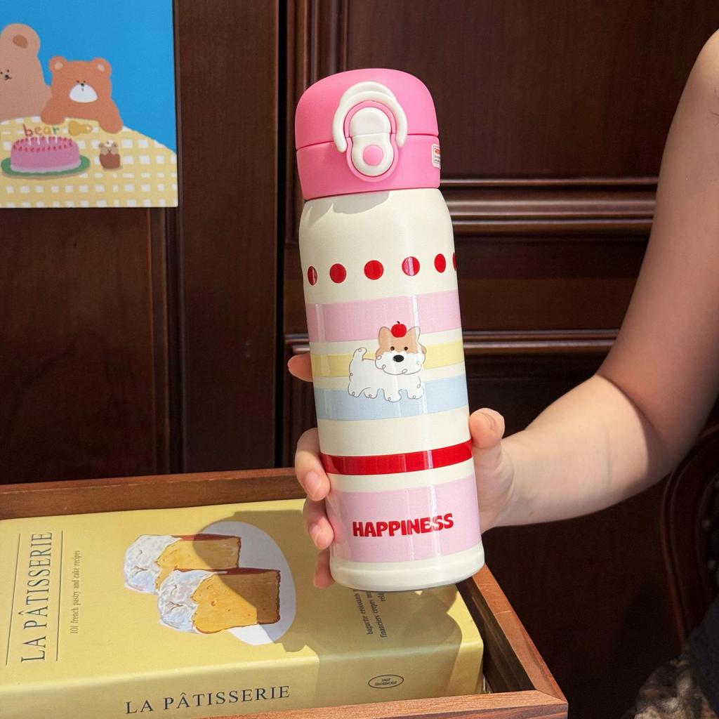 Dröm dubbel drickkopp dubbel drickning med vinden termoskopp kvinnlig söt student rostfritt stål vattenkopp med sugrör direkt drickning