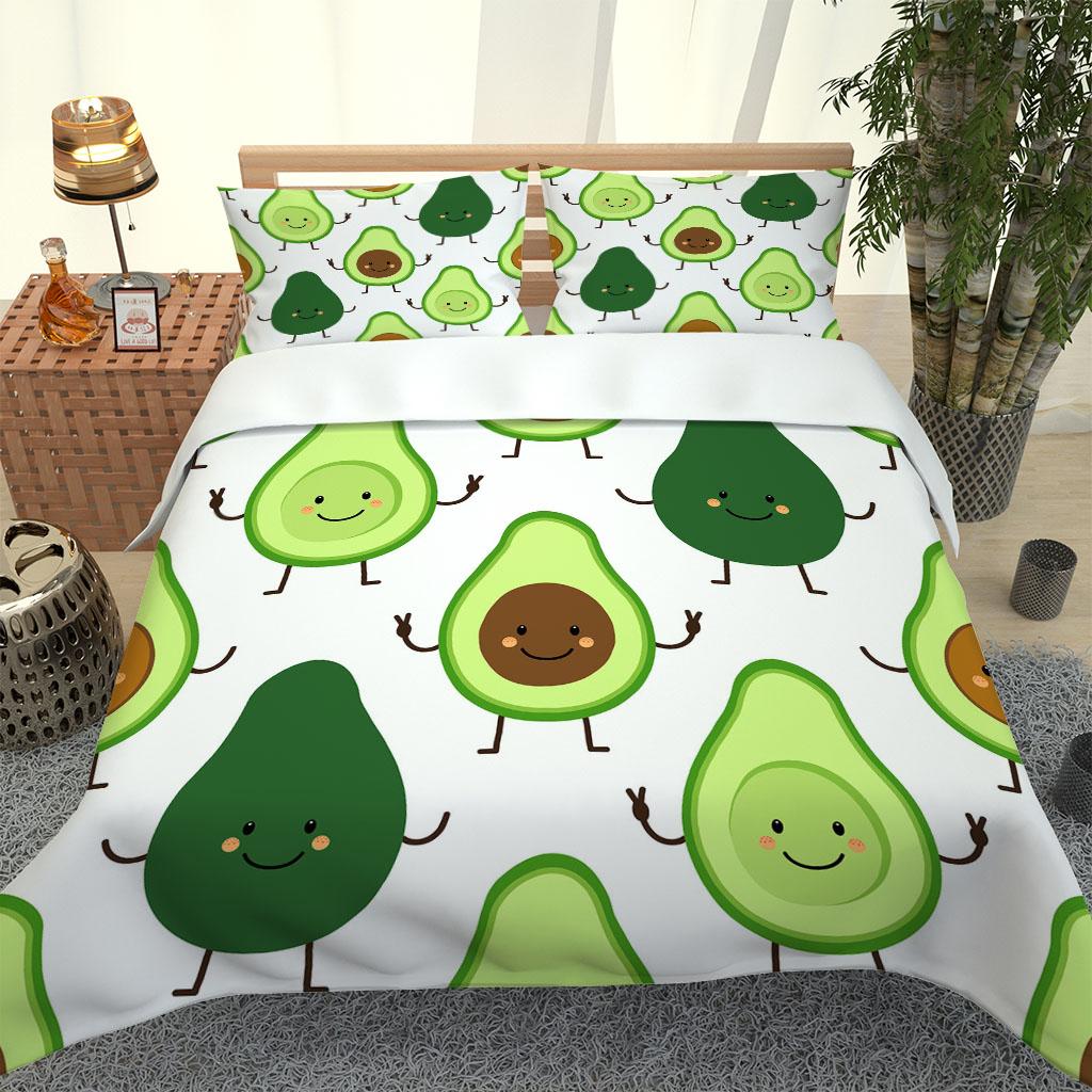 

Комплект односпального белья 3D принт зеленый фрукт авокадо детский дизайн комплекты постельного белья односпальный двуспальный комплект пододеяльника и 2 шт. наволочки W90xL190cm