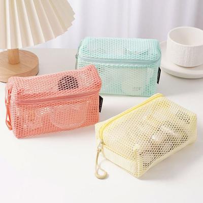 Casual Storage Pouch Hand-held With Zipper Cosmetic Bag Multipurpose Mesh Mesh Pouch Travel