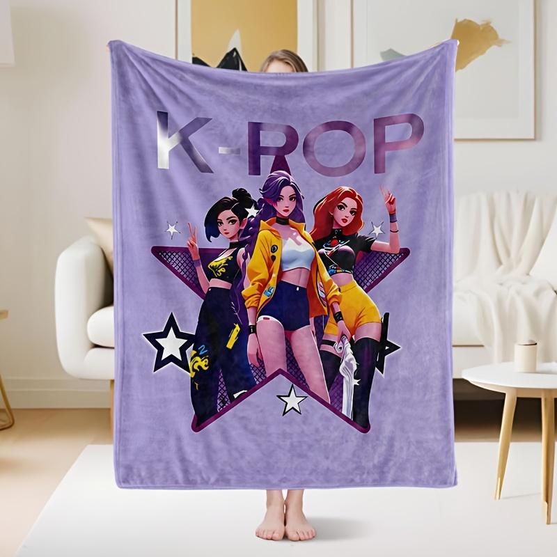 K-Pop Girl Group Blanket Single Sided 2D Print Soft Flannel Fleece Throw Blanket for Bed Couch Sofa Trendy Kpop Vibe for Fans 100X150CM