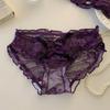 Breathable Low Waist Lace Panties Bow Cotton Crotch Underwear for Women Lingerie Transparent Mesh Flower Briefs Female