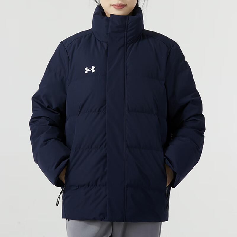Under Armour Solid Color Casual Stand Collar Long Sleeve Down Jacket Unisex Outerwear Navy-Blue 23600802-409