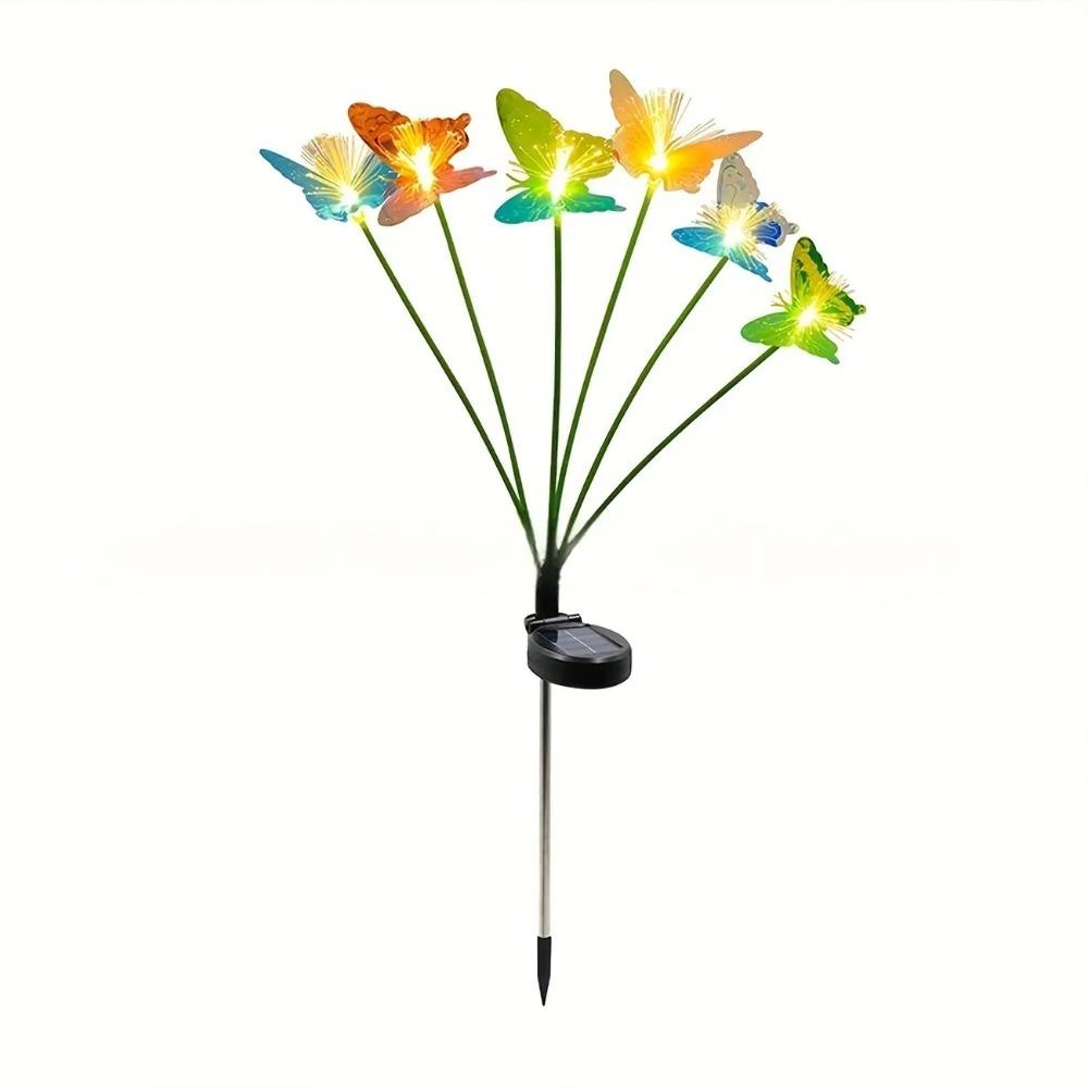 8/10 Head Solar Fiber Optic Color Changing Butterfly String Lights Stake Lights Outdoor Garden Lawn Decorative Lights
