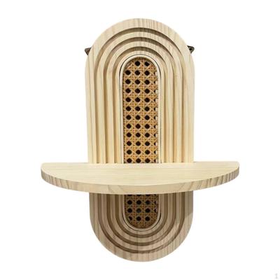 Boho Wandregal Holz Schwebend Schickes Ornament Hängendes Regal Heimdekoration für Badezimmer Wohnzimmer