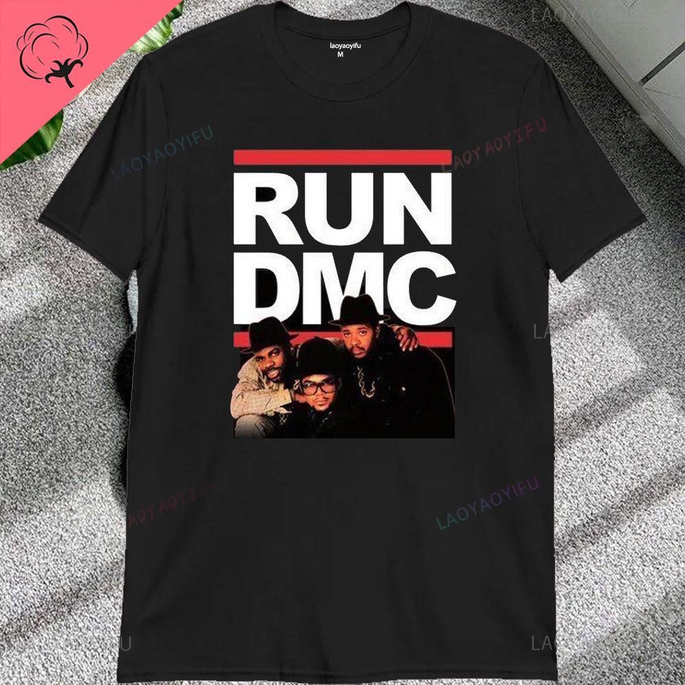 Vintage Run Dmc Hip Hop Rock Muisc Printed Graphic Male Tshirts Short Sleeve Streetwear Loose Women Tshirt Casual Fashion Tees