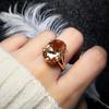 Three-dimensional Design Inlaid Oversized Oval Citrine Ring Exaggerated Luxury Palace Style Ladies Brand  Jewelry