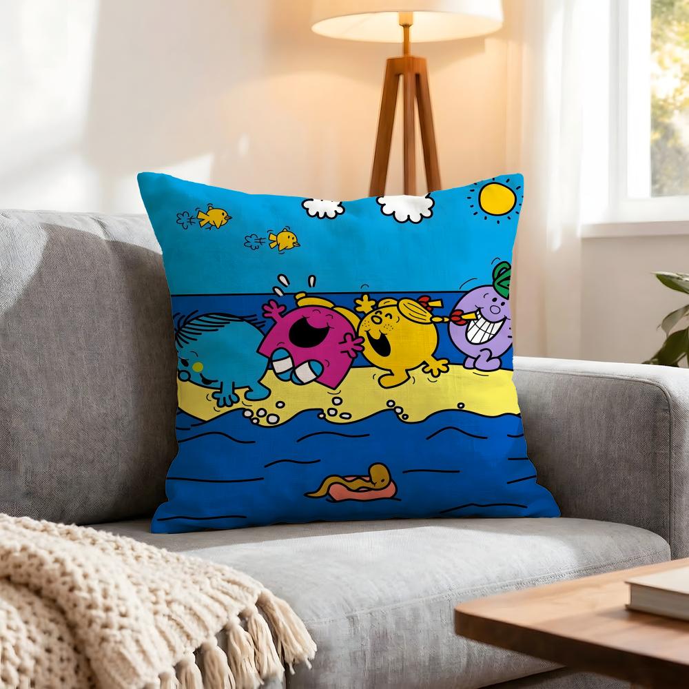 Mr. Men And Little Miss Cushion Cover 1Pcs Decorative Covers Soft Cushion Case For Sofa Couch Decor 40X40 45X45 Pillowcases