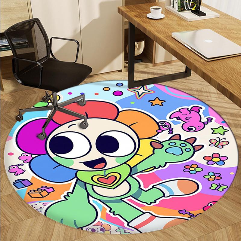 Dandy's World Pattern Round Rug, Indoor/Outdoor Mat, for Picnic, Gameroom, Bedroom, Office, Living Room, Home Decor Carpet, Birthday Gift