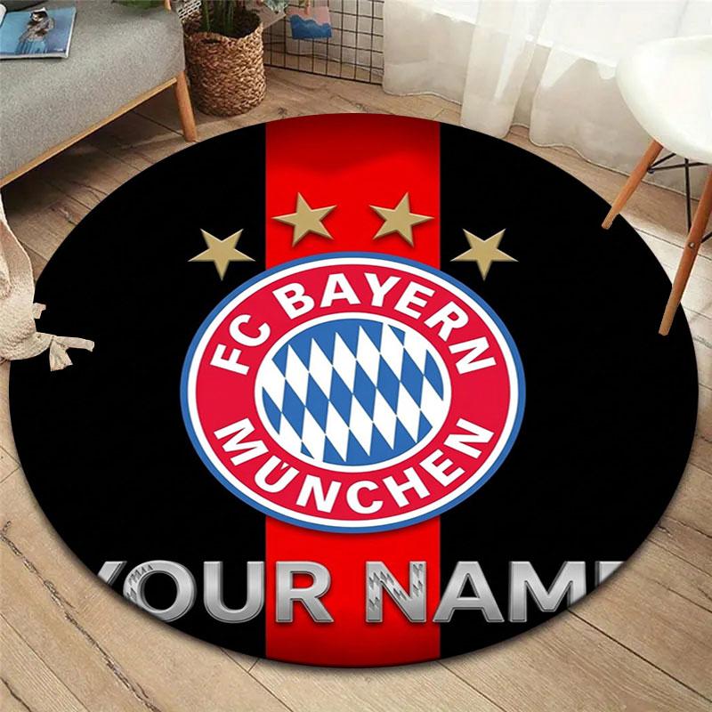 FC Bayern Munchen Custom Name Round Area Rug,Carpet Rug for Living Room Bedroom Sofa Playroom Decor,Non-slip Floor Mat