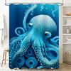 Blue Octopus Shower Curtain Bath Decoration Waterproof Fabric Unique Marine Life Prints for Bathroom Decorations