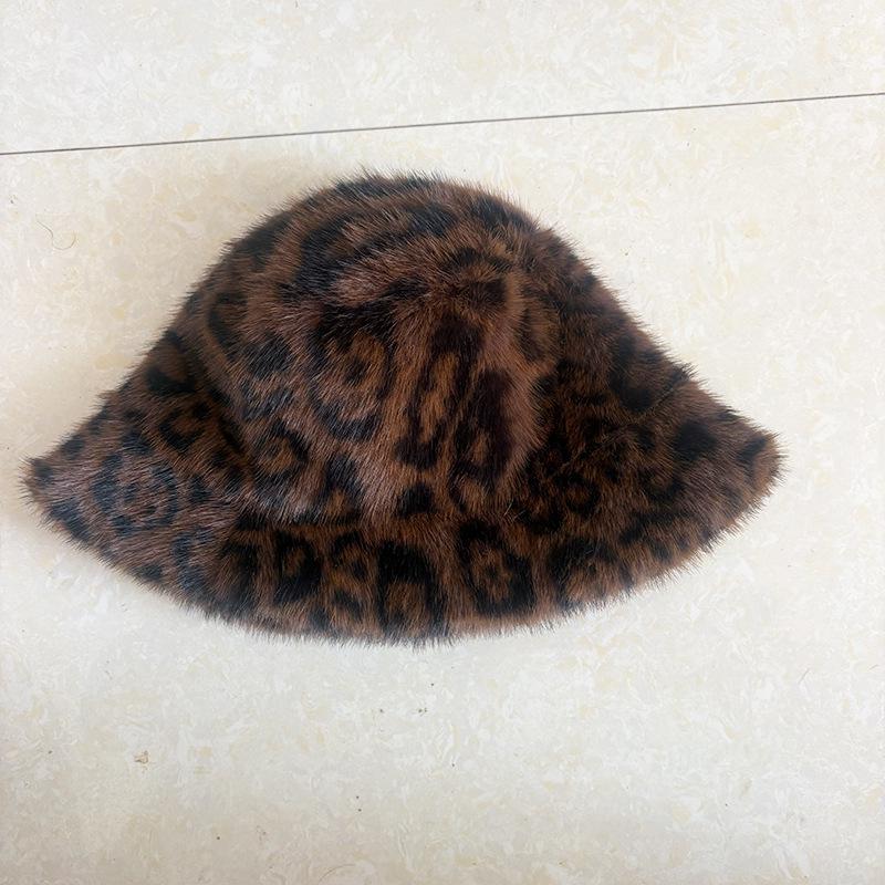 

Women s Winter Warm Plush Leopard Print Fisherman Hat - Fashionable, Thick, and Versatile Dome Design other