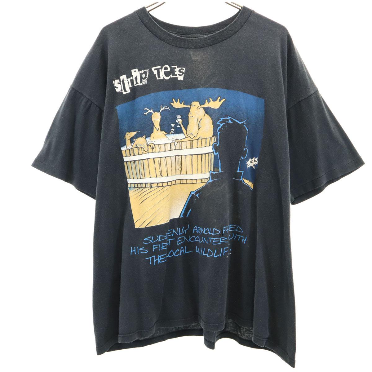 

SUN SPORTSWEAR 90-е Сделано в США Старая футболка STRIP TEES с коротким рукавом животное Мужская Б/У