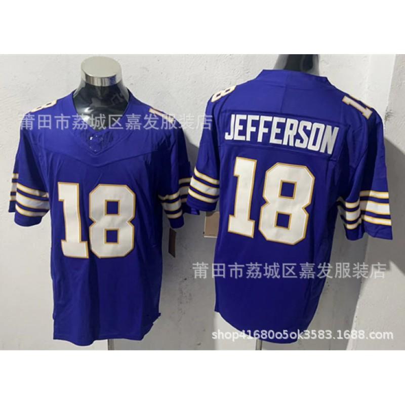 Minnesota Vikings NFL Football Jersey Thielen Jefferson 18 14 8 Adult Men Cotton Sports Uniform Fan Wear