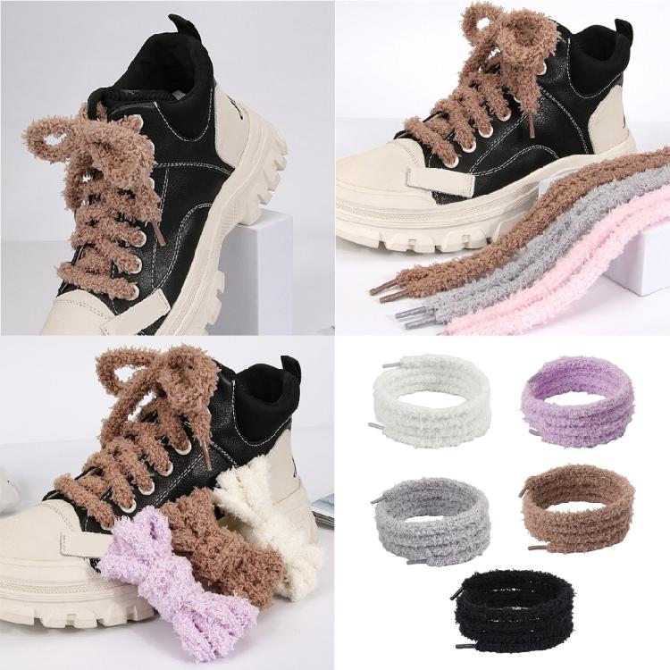 Soft Plush Shoe Lace 120cm Long Polyester Shoelaces Replaceable Sneakers Lace for Adults Trainers Footwear Decoration