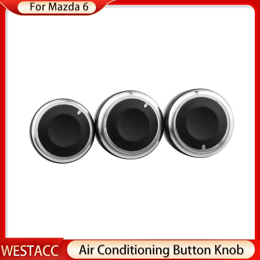 3Pcs/set Alumnium Alloy Car Air Conditioning Knob AC Heater Control Switch Button Knob for Mazda 6 2006 - 2015 Parts