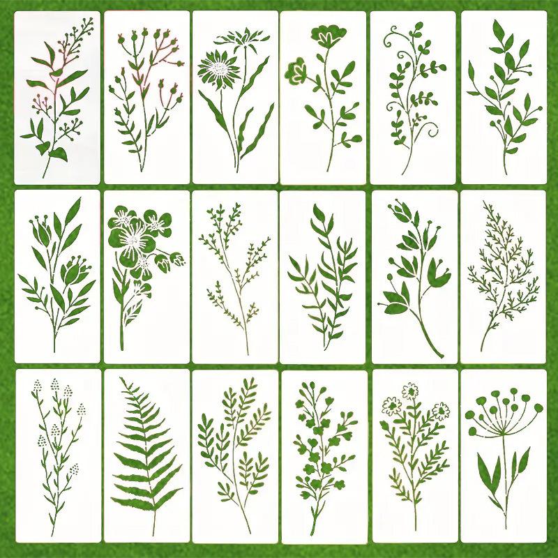 Wildflower Stencils Flower Leaf Painting Stencils Reusable DIY Crafts Stencil for Painting on Wood Wall Door Canvas Home Decor