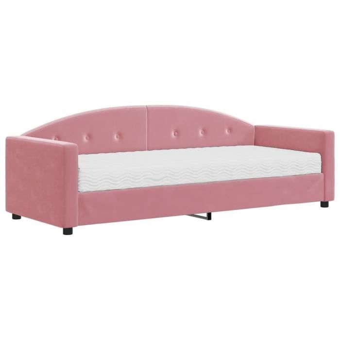 VidaXL Lit de jour avec matelas rose 80x200 cm velours 3197273