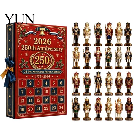 Christmas Party Favors 2026 Nutcracker Advent Calendar, 24-Day Retro Soldier Figure Countdown Set, 2D Interactive Holiday Toy Flat Acrylic Tree