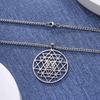 Lucktune Buddhism Sri Yantra Symbol Pendant Necklace Stainless Steel Hindu Chakra Amulet Necklace for Men Vintage Jewelry Gift