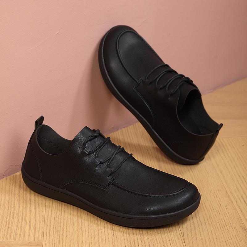 Men'S Shoes Summer Large Size Wide Head Barefoot Shoes Low Top Board Shoes Student Casual Shoes Flat Lace-Up Single Shoes