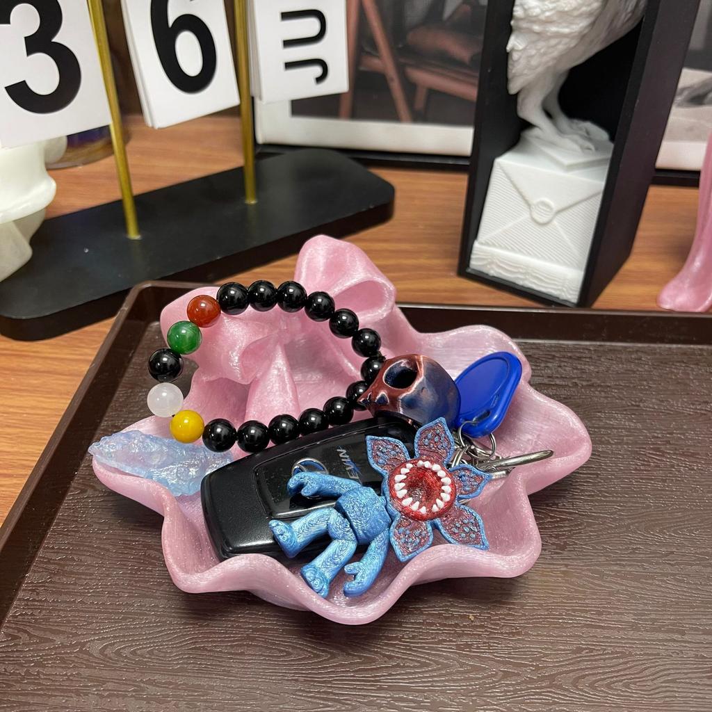 Cute Bowknot Shaped Jewelry Organizer Home Desktop Storage Tray Decor Display Holder for Ring Earrings Living Room Bedroom Decor