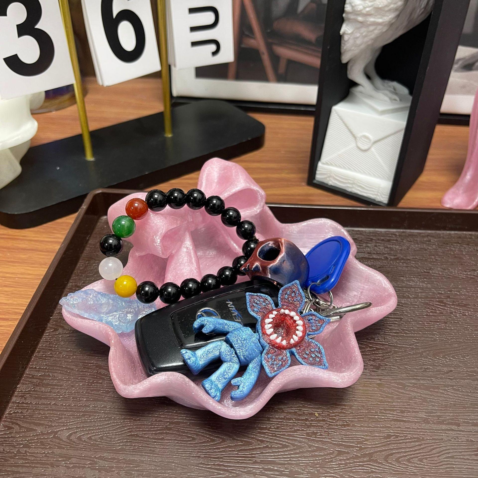 

Cute Bowknot Shaped Jewelry Organizer Home Desktop Storage Tray Decor Display Holder for Ring Earrings Living Room Bedroom Decor