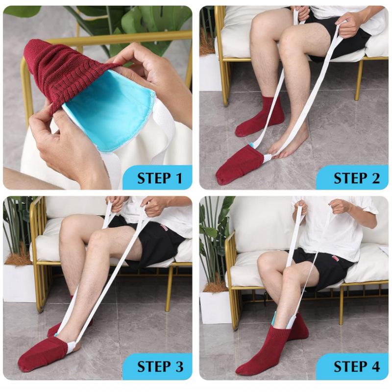 Sock Puller Helper Tool No Bending Easy On Sock Aid Device Soft Padding for Knee Surgery Recovery Patients Elderly