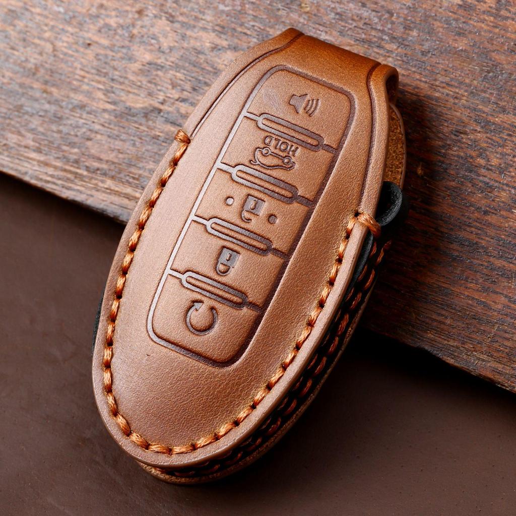 Premium Handmade Leather Car Key Cover for Nissan - All-Inclusive Protection