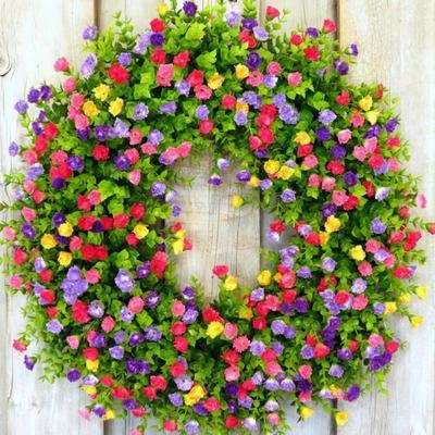 40cm Kunst Wildebloemen Krans Handgemaakt Kleurrijk Lente Zomer Bloemen Guirlande Achtergrond Muur Raam Decor Voordeur Bruiloft
