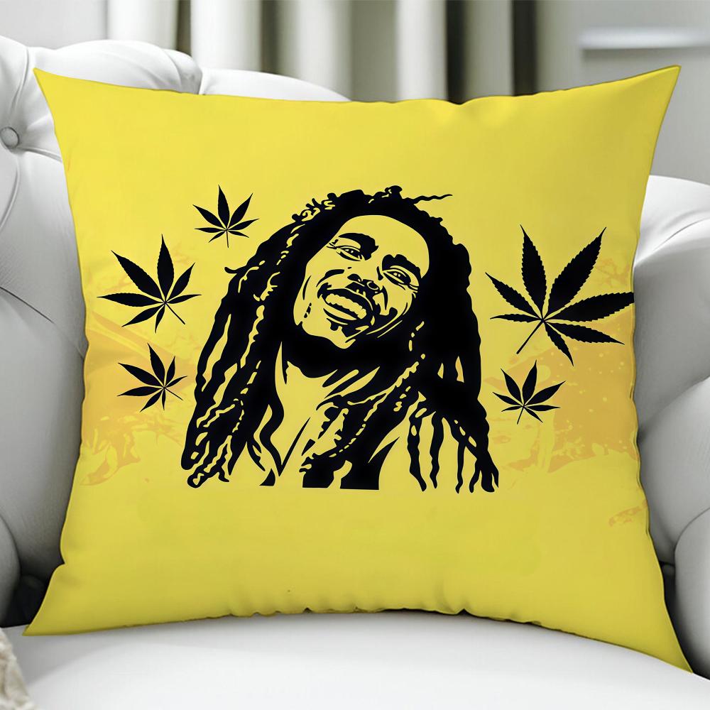 B-Bob M-Marley Singer Cushion Cover Birthday Anniversary Gifts Double Sided Printed Zipper Cushion Cover Soft Skin Bedding