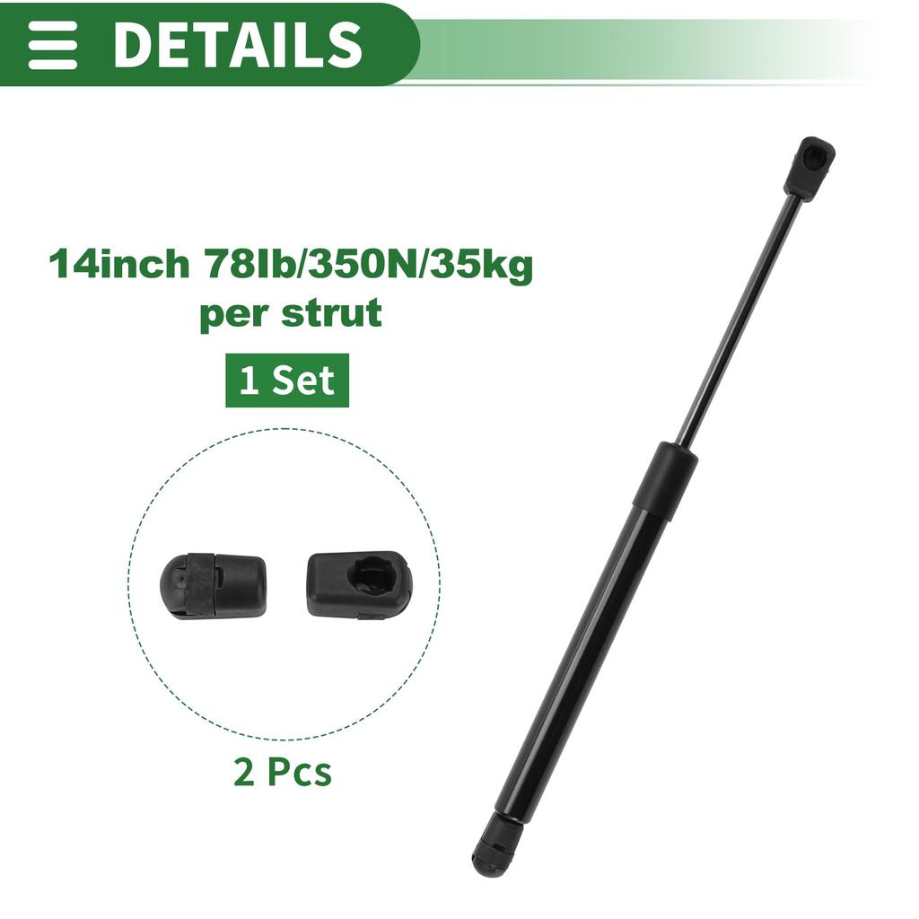 Motoforti Universal Lift Support Strut Gasfedern 14"/350mm 78lbs/350N/35kg Kohlenstoffstahl Schwarz, 1 Satz
