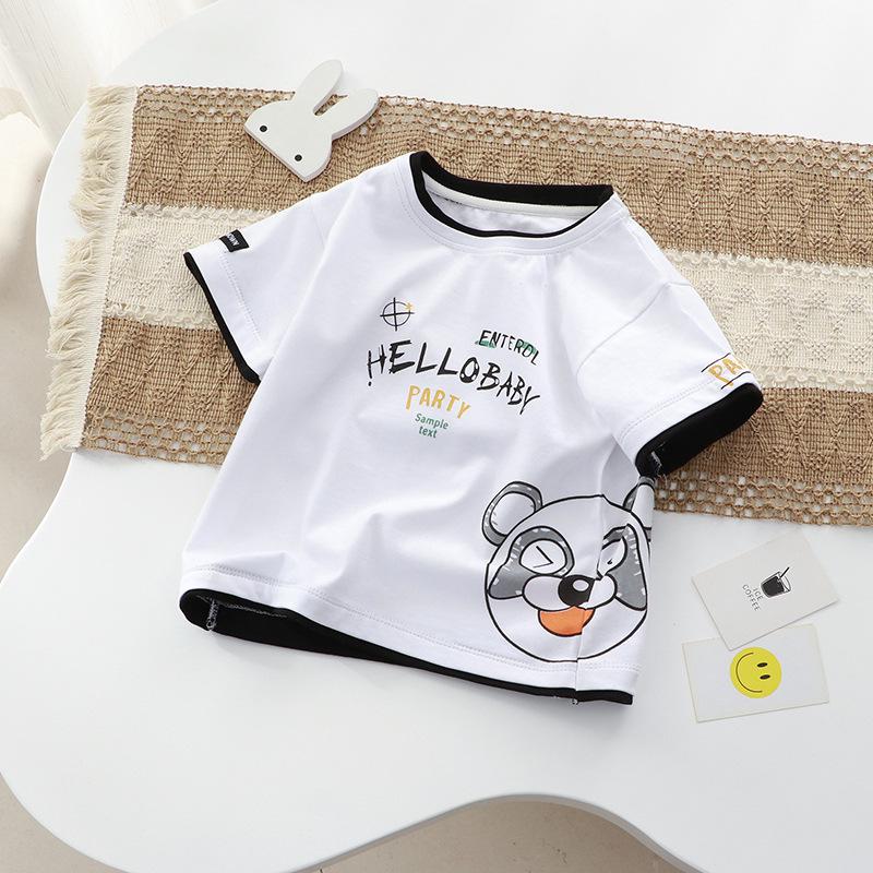 Kids' Two-in-One Short Sleeve Lycra Cotton Summer T-shirt