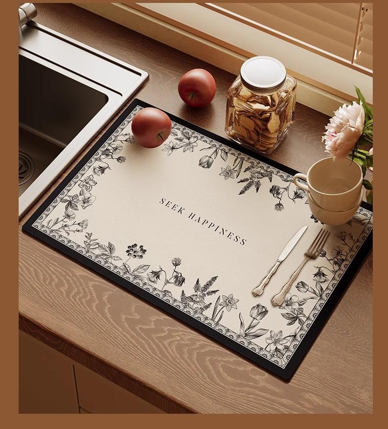 

Кухонный коврик для сушки Поверхностный диатомитовый абсорбирующий коврик Коврик для контроля воды от мисок и посуды Коврик для кофемашины Настольный коврик для чая 20x30cm