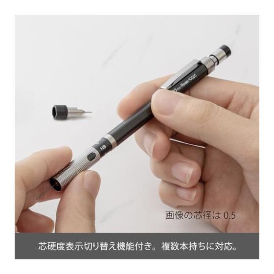 Pentel Graphlet Mechanical Pencil, PG505-AD, Metallic Gray, 0.5mm, Non-slip Knurled Grip, Lead Hardness Indicator, Knock Type