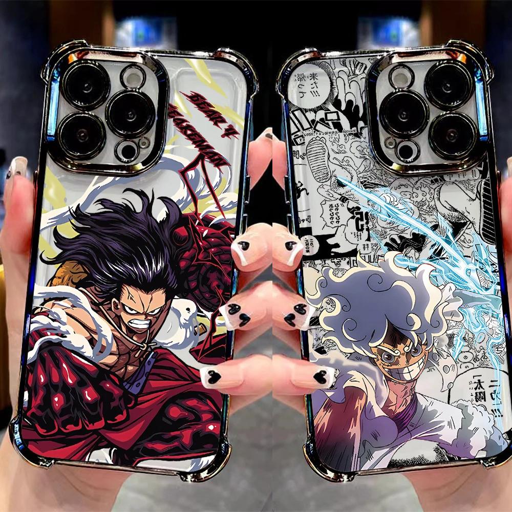 Anime O-ones-l-luffys P-pieces Plating Phone Case For Samsung S26 S25 S24 S23 S22 Note20 Edge Plus Ultra 4G 5G Anti Fall Airbag