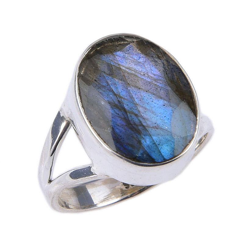 Natural Labradorite Gemstone Handmade 925 Solid Sterling Silver Ring Size 6 Y6Z60