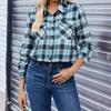 Giacca Camicia Casual da Donna a Quadri con Maniche Lunghe e Collo a Revers