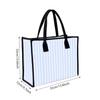 Light Blue Striped Canvas Tote Bag Fashion Casual Large Capacity Women Daily Handbag