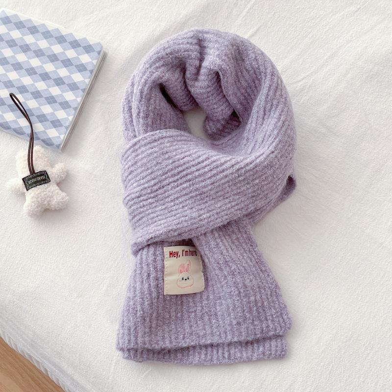 Money Rabbit Boundless, Wool-containing New Scarf Women's Autumn and Winter Korean Version Versatile Cute Girl Student Neck Scarf