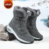 Women High Top Snow Boots Winter Plush Hiking Sneakers Comfort Air Cushion Daily Boots Non-slip Winter Outdoor Walking Boots