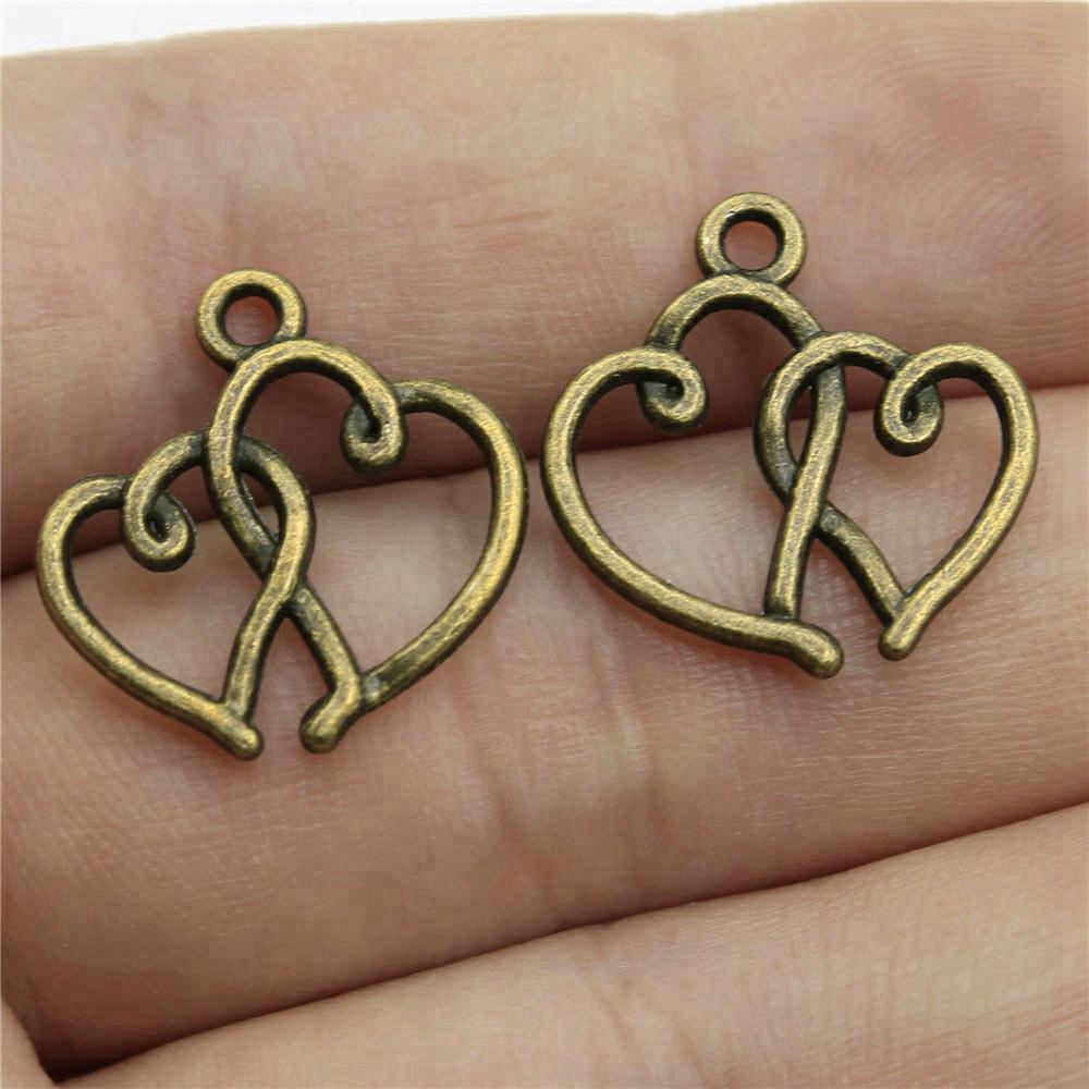 Charms Openwork Heart Pendants Vintage Jewelry Supplies QC068