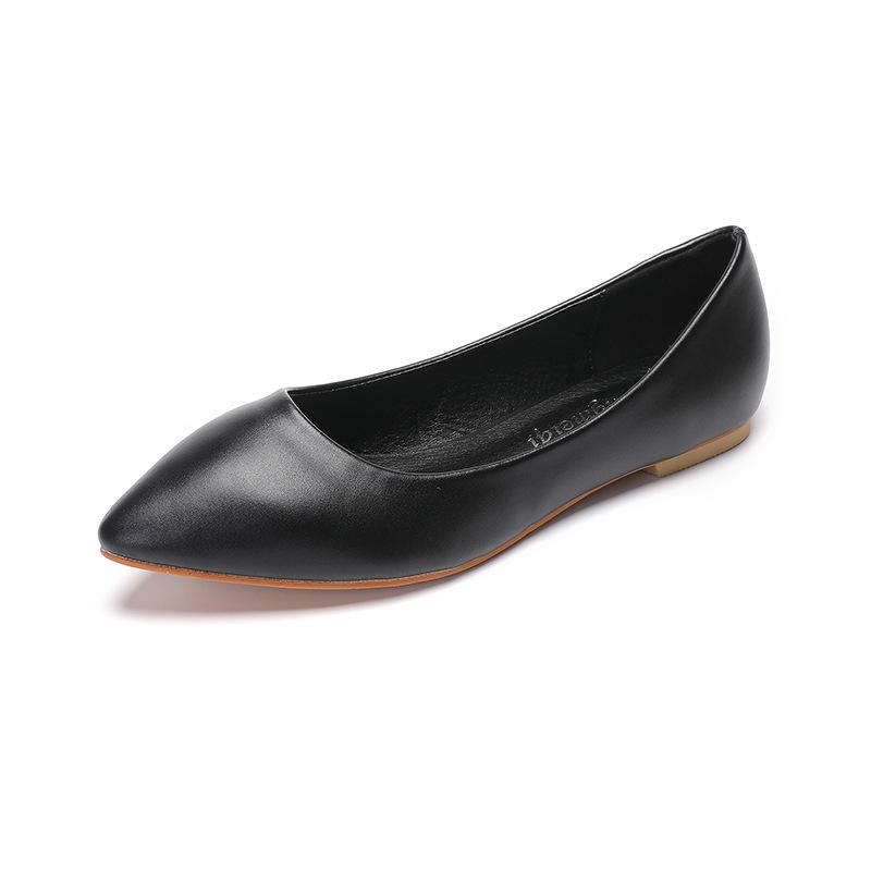 Soft Soled Work Shoes Women's Black Pointed Flat Shoes Shallow Comfort Casual Shoes Luxury Designer Footwear Zapatos De Mujer 43